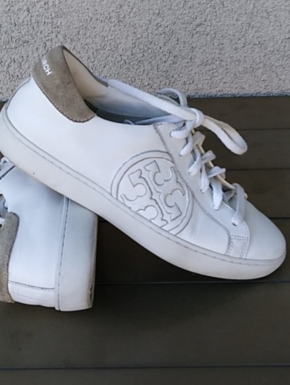 Tory Burch Logo White Leather Sneakers
